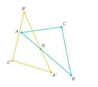Which diagram shows ABC rotated 170 clockwise about G? First picture is the diagram.