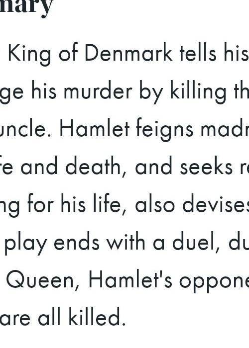 Can someone write a summary about Hamlet?