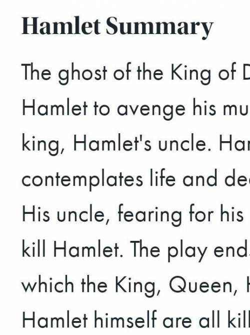 Can someone write a summary about Hamlet?