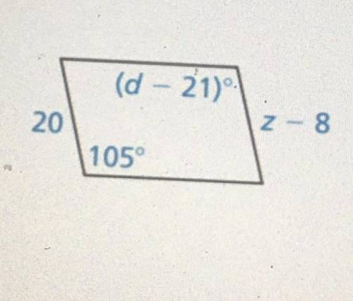 Find the value of each variable in the parallelogram.
PLEASE HELP!!