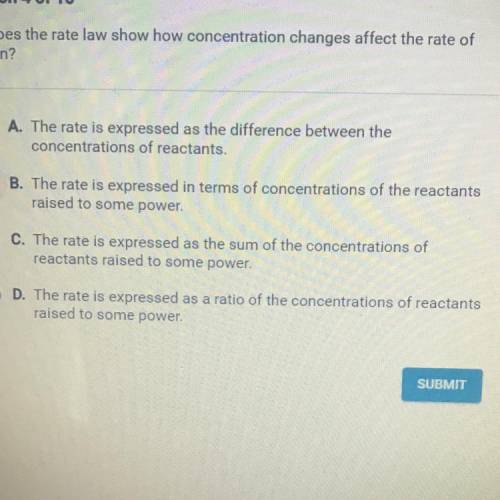 How does the rate law show how concentration changes affect the rate of
reaction?