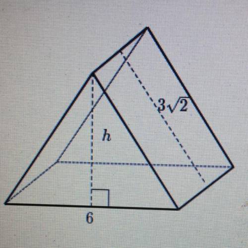 What is the vertical height, h, of the triangular prism?
Round your answer to the nearest tenth.
