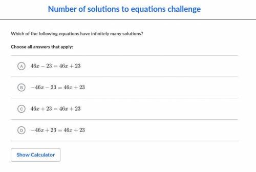 Please help ASAP

Khan Academy: Number of solutions to equations challenge
Thanks if you're readin
