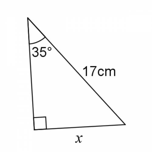 Find the value of X 35 17cm trigonometry