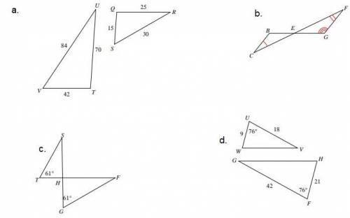 Can someone please tell me which of the following pairs of triangles are similar?