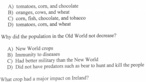 Brainliest.

in relation to the Colombian exchange:
why did the population in the old world not de