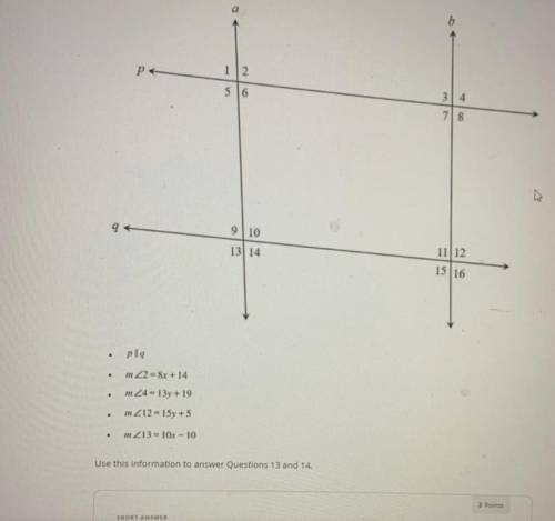 Given the info in the picture is a and b parallel?