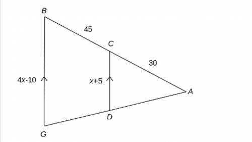 Identify the correct explanation for why the triangles are similar. Then find BG and CD.

Options: