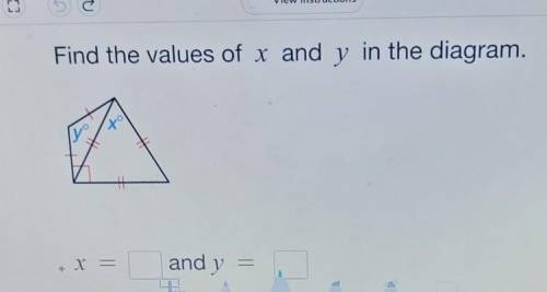 Find the values of x and y in the diagram ​