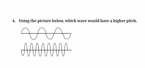 HELP PLS Using the picture below, which wave would have a higher pitch.