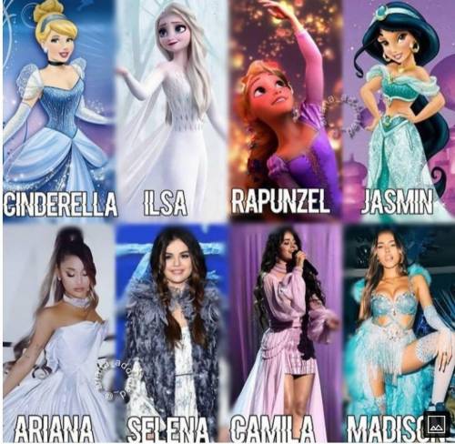 Whose combination is beautiful ?

Ariana and Cinderella , Elsa and Selena , Rapunzel and Camilla o