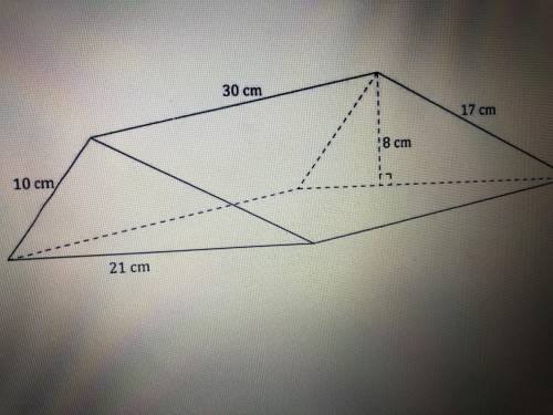 What’s the lateral surface area of the triangular prism?

A) 1608cmB) 1440cmC) 384cmD) 552cm