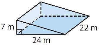 Area of triangular base from the following prism

answer choices
77m2
84m2
77m3
84m3