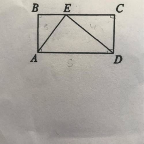 In the rectangle ABCD, we know that AE = 3, DE = 4, and AD=5. Find the area of the rectangle ABCD.