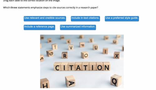 Which three statements emphasize steps to cite sources correctly in a research paper?