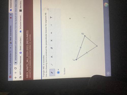 Use the drawing tool to construct The perpendicular bisector for segment AB