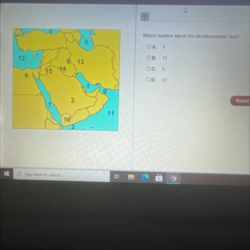 What number is labeled the Mediterranean Sea￼? (This is the closest I can get I’m in class)