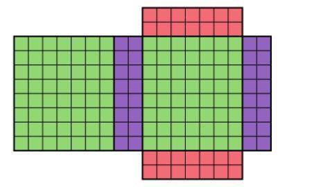 In the net of a rectangular prism, each square of the grid is 1 square meter. What is the surface a