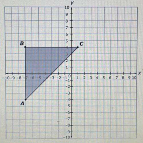 Triangle coordinates A(-7,-4), B(-7,4. And C(1,4). The ordered pair (6,y) is on the line AC. Enter