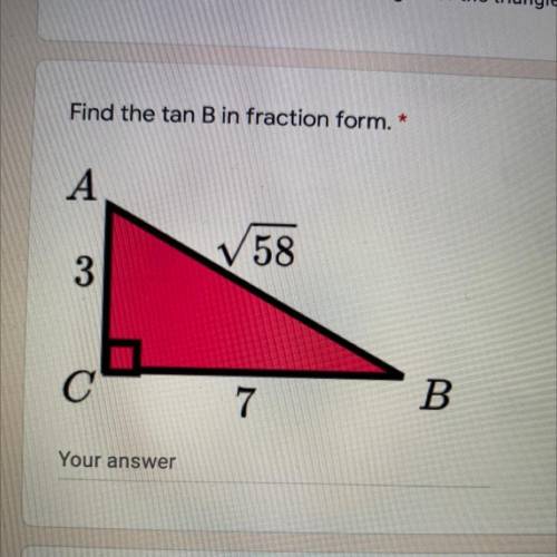 Find tan B in fraction form