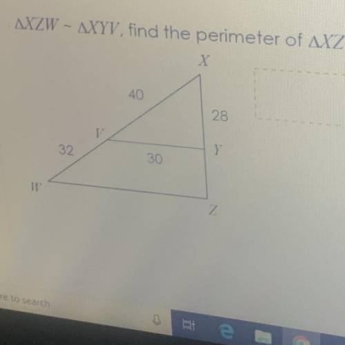 AXZW - AXYV, find the perimeter of AXZW