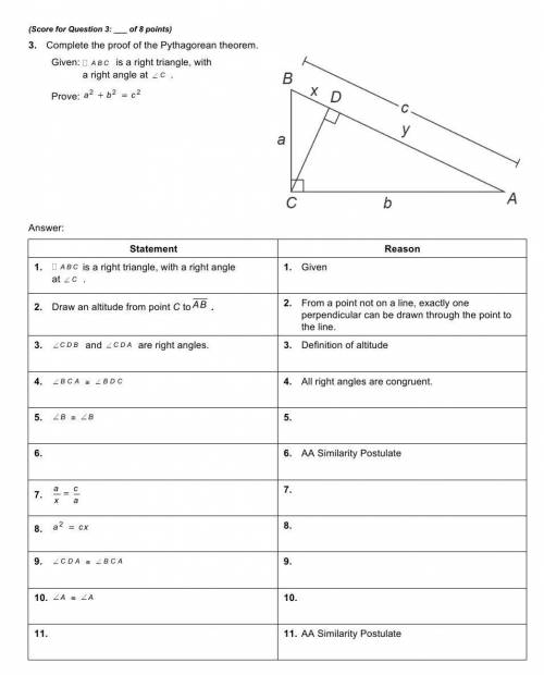 Plz help1.  Complete the proof of the Pythagorean theorem. ​