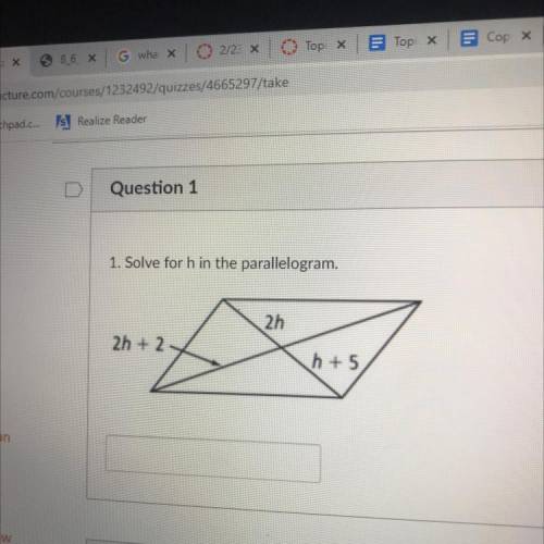 Solve for h in the parallelogram