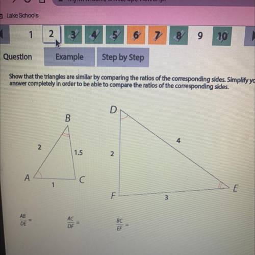 PLZ HELP ITS DUE TONIGHT AND I HAVE A D In math

Show that the triangles are similar by comparing