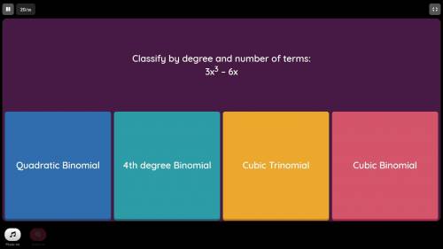 Classify by degree and number of terms: