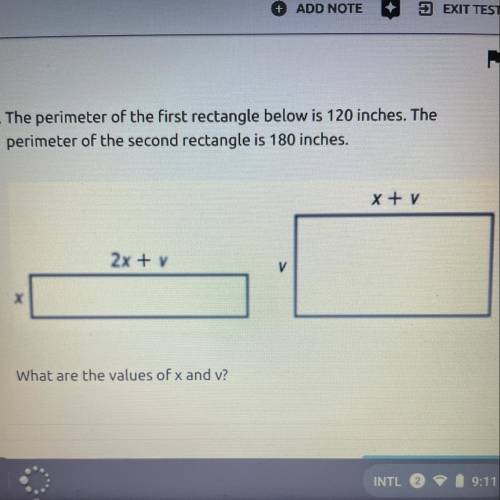 The perimeter of the first rectangle below is 120 inches. The perimeter of the second rectangle is