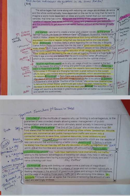 Locate and analyze the green highlighted words/phrases. What writing techniques are these? B) Expla