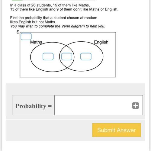 What is the probability that a student chose at random English but not maths