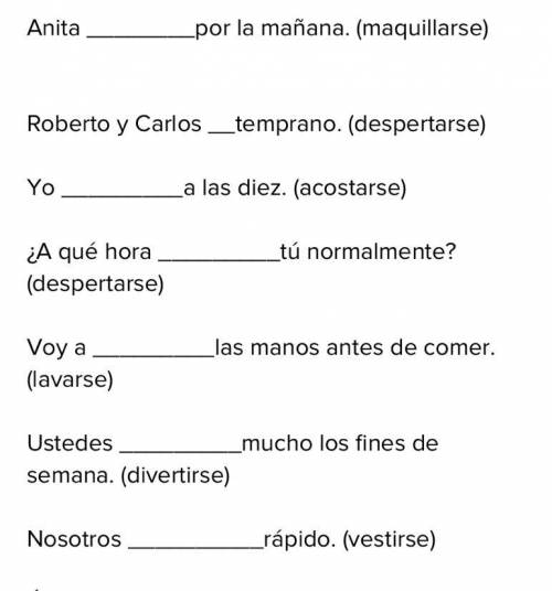 Need help asap it’s a voces verbos reflectivos 1 Please help