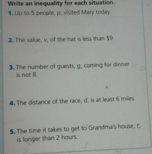Write the inequality for each one​