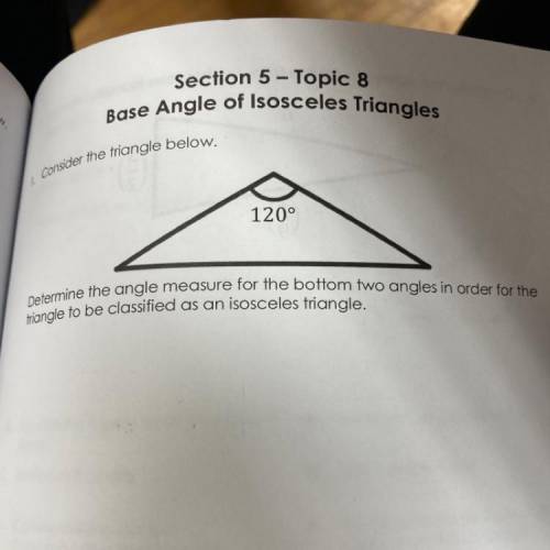 GOOD ANSWERS PLEASE

Consider the triangle below. 
Determine the angle me
