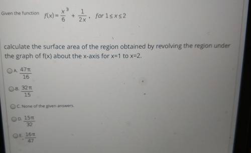 calculate the surface area of the region obtained by revolving the region under the graph of f(x) a