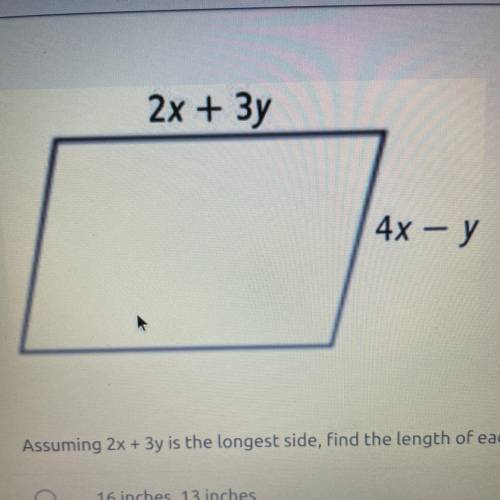 HELP PLEASE I WILL MARK YOU BRAINLIEST

The perimeter of the parallelogram shown is 244 inches. Th