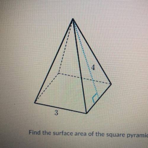 Please help me!! Check out this square pyramid: 4 3