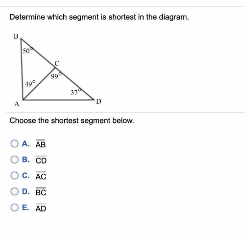 I WILL MARK BRAINLIEST :) Determine which segment is shortest in the diagram.