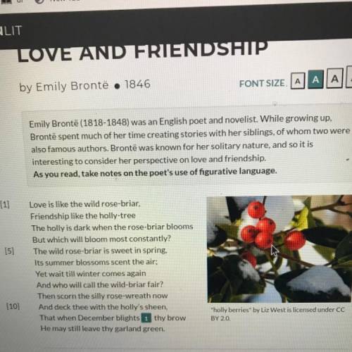 What are the two similes in the poem Love and Friendship by Emily Bronte