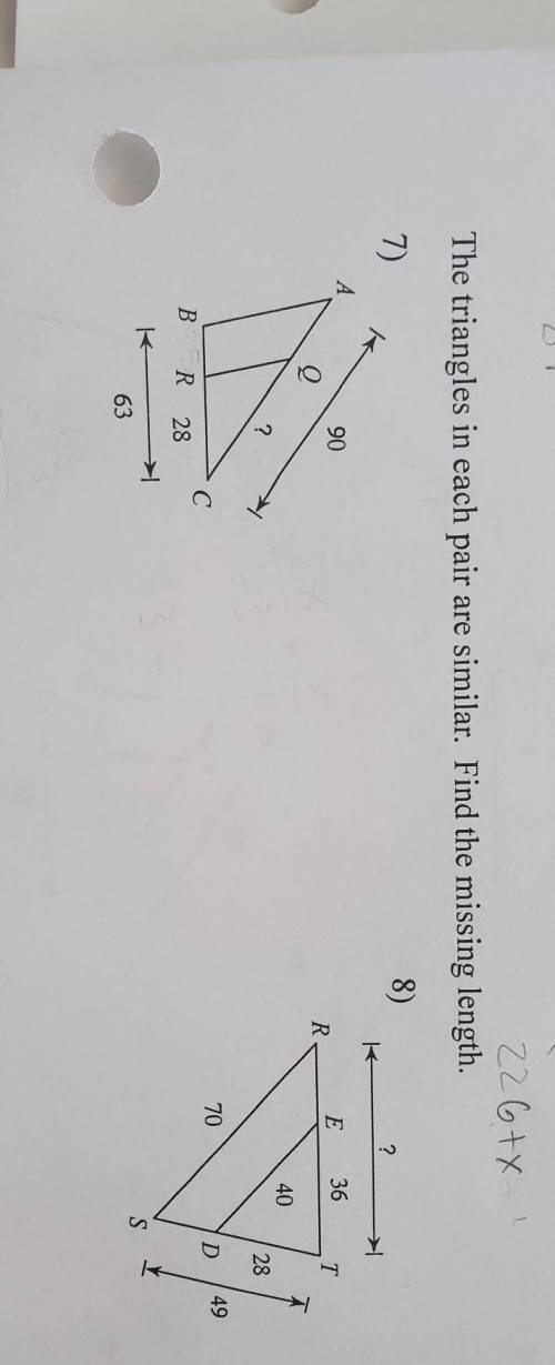 How do I find the missing lengths ​