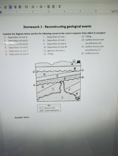 Homework 1 - Reconstructing geological events Examine the diagram below and list the following even