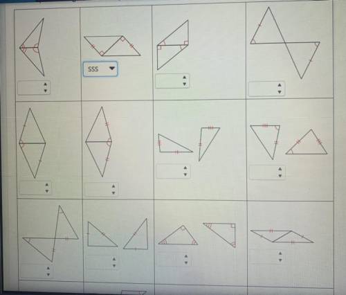 Identify what triangles are SSS, SAS, AAS, ASA, or not able to be proven

PLEASE HELP I’LL MARK BR