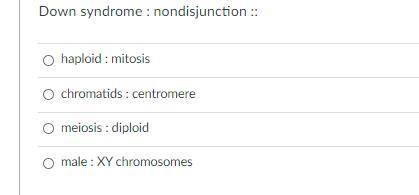Down syndrome : nondisjunction ::