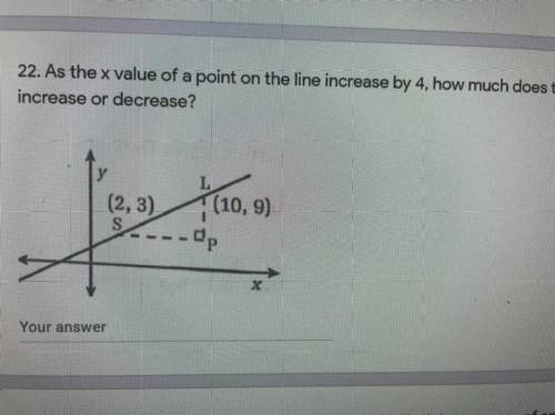 As the x value of a point on the line increase by 4, how much does the y value increase or decrease