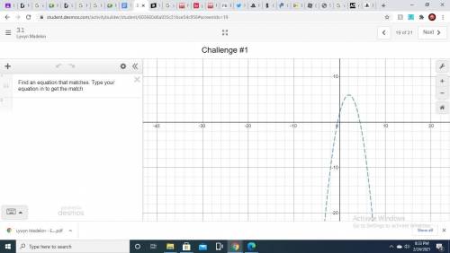 Algebra 2 matching the parabola problem.