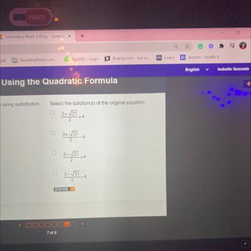 (X+4)^2-3(x+4)-3=0
Select the solutions of the original equation