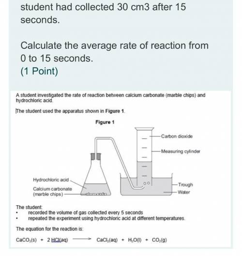 For the hydrochloric acid at 60 °C the student had collected 30 cm3 after 15 seconds.

Calculate t
