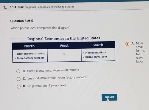 Which phrase best completes this diagram?

Regional Economies in the United States North West Sout