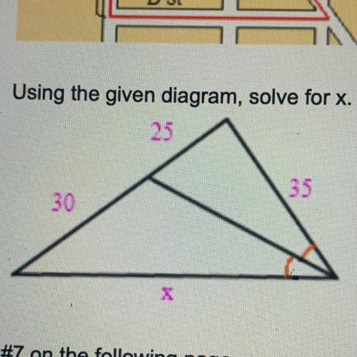 Using the given diagram, solve for x.